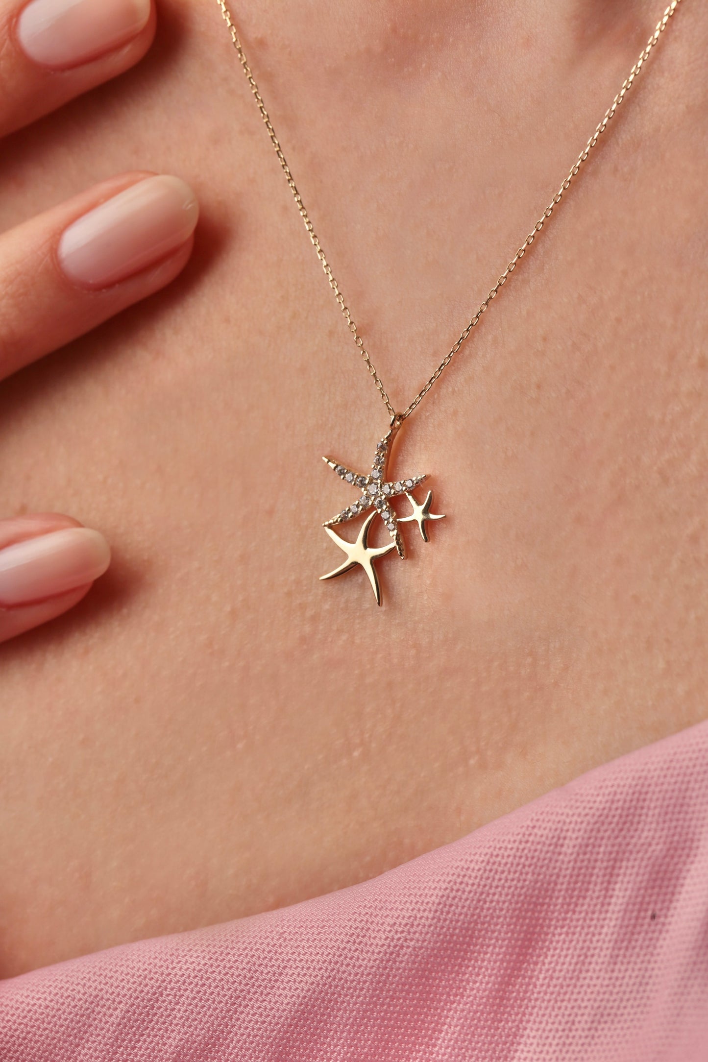 Triple Starfish Necklace